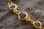 black diamonds bracelet//24k gold bracelet//24k gold bracelet//diamonds charm bracelet//diamond gold bracelet//rough black diamonds charm