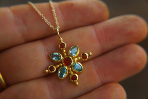 24k gold cross//gold mandala//gold artisan cross//opal cross pendant//gold cross pendant//24k gold pendant//mandala jewelry//gold mandala