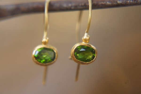 24k gold earrings//Blue Topaz Earrings//Gold Dangle Earrings//blue gem earrings//24k gold earrings//24ct earrings with stone//artisan