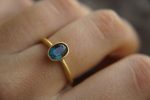 Blue spinel solitaire ring, 24k artisan ring, hand made gold ring, Blue spinel 24k ring , solitaire Blue spinel, 24k gold ring, gold spinel