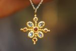 24k gold cross//gold mandala//gold artisan cross//opal cross pendant//gold cross pendant//24k gold pendant//mandala jewelry//gold mandala