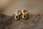 24k gold studs-blue sapphire Earrings-Gold Studs- sapphire studs-24k gold earrings-blue sapphire earrings- 24k stud sapphire earring