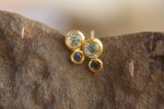 24k gold studs-blue sapphire Earrings-Gold Studs- sapphire studs-24k gold earrings-blue sapphire earrings- 24k stud sapphire earring