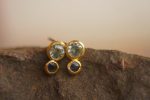 24k gold studs-blue sapphire Earrings-Gold Studs- sapphire studs-24k gold earrings-blue sapphire earrings- 24k stud sapphire earring