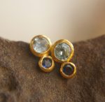 24k gold studs-blue sapphire Earrings-Gold Studs- sapphire studs-24k gold earrings-blue sapphire earrings- 24k stud sapphire earring
