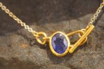 24k gold sapphire charm Pendant//Gold sapphire Pendant//blue sapphire charm//24ct sapphire pendant//artisan gold pendant//artisan sapphire