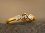 24k gold diamond's ring//rose cut diamond gold ring//grey stone artisan ring//24k gold ring//24k gold diamond's ring//24k gold artisan ring