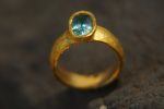 24k gold ring//artisan blue zircon ring//artisan 24k gold ring//24k engagement ring//natural zircon gold ring//24k gold blue gem ring