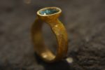 24k gold ring//artisan blue zircon ring//artisan 24k gold ring//24k engagement ring//natural zircon gold ring//24k gold blue gem ring
