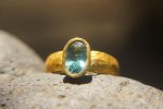 24k gold ring//artisan blue zircon ring//artisan 24k gold ring//24k engagement ring//natural zircon gold ring//24k gold blue gem ring