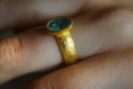 24k gold ring//artisan blue zircon ring//artisan 24k gold ring//24k engagement ring//natural zircon gold ring//24k gold blue gem ring