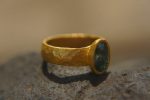 24k gold ring//artisan blue zircon ring//artisan 24k gold ring//24k engagement ring//natural zircon gold ring//24k gold blue gem ring