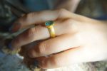 24k gold ring//artisan blue zircon ring//artisan 24k gold ring//24k engagement ring//natural zircon gold ring//24k gold blue gem ring