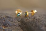 Blue diamond studs//24k gold diamond studs//Blue diamond Earrings//24k stud earrings//gold studs for man//diamond gold studs//diamond stud