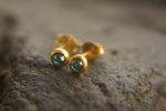 Blue diamond studs//24k gold diamond studs//Blue diamond Earrings//24k stud earrings//gold studs for man//diamond gold studs//diamond stud