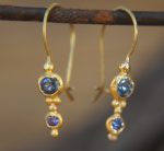 24k gold sapphire earring//blue sapphire Earrings//Gold Dangle blue sapphire //dangle gold earrings//24k gold earrings//artisan organic 24k