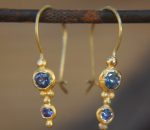 24k gold sapphire earring//blue sapphire Earrings//Gold Dangle blue sapphire //dangle gold earrings//24k gold earrings//artisan organic 24k
