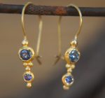 24k gold sapphire earring//blue sapphire Earrings//Gold Dangle blue sapphire //dangle gold earrings//24k gold earrings//artisan organic 24k