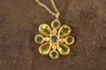 24k gold pendant//emerald sapphire cross//gold artisan cross//sapphire gold cross pendant//multi stone cross//gold cross//artisan gold cross