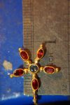 24k gold pendant/red sapphire sapphire//gold artisan pendant//blue sapphire flower pendant//multi stone pendant//artisan gold floral pendant