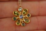 24k gold pendant//emerald sapphire cross//gold artisan cross//sapphire gold cross pendant//multi stone cross//gold cross//artisan gold cross