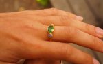 24k sapphire ring//artisan emerald ring//tsavorite 24k ring///24k gold ring//24k gold sapphire tsavorite ring//blue sapphire ring