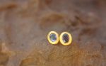 solid gold 24k//sapphire Studs//blue sapphire Earrings//24k gold earrings//blue sapphire studs//artisan handmade 24k gold earrings//24k gold