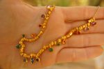 24k gold beaded charm necklace//24k multi stone bracelet//24k gold necklace//charm bracelet with gem stone//gold beaded necklace