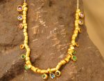 24k gold beaded charm necklace//24k multi stone bracelet//24k gold necklace//charm bracelet with gem stone//gold beaded necklace