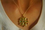 24k gold peridot sapphire pendant//handmade 24k pendant//artisan one of a kind gold pendant//mandala gold pendant//artisan gem pendant//24k