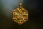 24k gold peridot sapphire pendant//handmade 24k pendant//artisan one of a kind gold pendant//mandala gold pendant//artisan gem pendant//24k