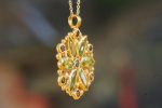 24k gold peridot sapphire pendant//handmade 24k pendant//artisan one of a kind gold pendant//mandala gold pendant//artisan gem pendant//24k
