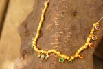 24k gold beaded charm necklace//24k multi stone bracelet//24k gold necklace//charm bracelet with gem stone//gold beaded necklace