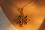 24k gold sapphire pendant//multi stone gold necklace//24k gold sapphire pendant//sapphire gold pendant//artisan gold gem pendant