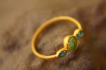 24k emerald and neon blue topaz ring//artisan emerald topaz ring//emerald 24k ring//24k gold ring//24k gold emerald ring//gold emerald topaz