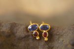 24k gold blue and red sapphires studs//blue sapphire studs//red sapphire Earrings//gold stud earrings//sapphire earrings //24k gold earrings