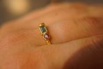 24k gold blue tourmaline and red sapphire ring//gold tourmaline and sapphire artisan ring//hand made tourmaline ring//tourmaline gold ring