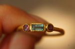 24k gold blue tourmaline and red sapphire ring//gold tourmaline and sapphire artisan ring//hand made tourmaline ring//tourmaline gold ring