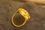 24k emerald and blue sapphire ring//artisan AA emerald ring//24k gold ring//24k gold sapphire ring//artisan 24k gold ring