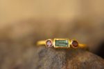24k gold blue tourmaline and red sapphire ring//gold tourmaline and sapphire artisan ring//hand made tourmaline ring//tourmaline gold ring