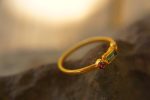 24k gold blue tourmaline and red sapphire ring//gold tourmaline and sapphire artisan ring//hand made tourmaline ring//tourmaline gold ring