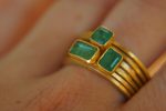 22k gold emerald stacking ring//gold emerald ring//artisan stacking ring//24k emerald ring//handmade one of a kind//boho engagement ring
