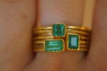 22k gold emerald stacking ring//gold emerald ring//artisan stacking ring//24k emerald ring//handmade one of a kind//boho engagement ring