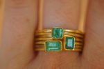 22k gold emerald stacking ring//gold emerald ring//artisan stacking ring//24k emerald ring//handmade one of a kind//boho engagement ring