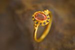24k gold pink tourmaline and blue sapphire ring//multi stone gold ring//tourmaline gold ring//tourmaline and sapphire ring