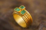 22k gold emerald stacking ring//gold emerald ring//artisan stacking ring//24k emerald ring//handmade one of a kind//boho engagement ring