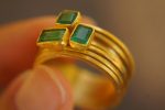 22k gold emerald stacking ring//gold emerald ring//artisan stacking ring//24k emerald ring//handmade one of a kind//boho engagement ring