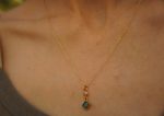 24k gold blue tourmaline and moissanite pendant//square blue tourmaline pendant//moissanite gold necklace//artisan tourmaline pendant