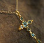 24k gold topaz cross charm//24k topaz cross pendant//gold artisan cross//topaz gold cross pendant//handmade gold cross//24k cross