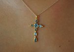 24k gold topaz cross charm//24k topaz cross pendant//gold artisan cross//topaz gold cross pendant//handmade gold cross//24k cross